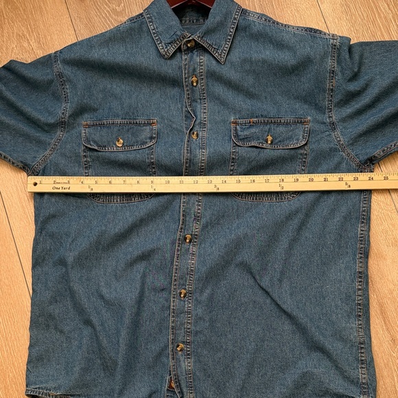 Denim Blue Casual Button-Down Shirt 100% Cotton - Picture 7 of 11